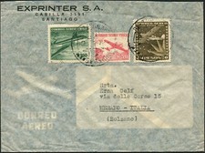 Chile Santiago to Italy Airmail Cover 1958 Latin America Postage