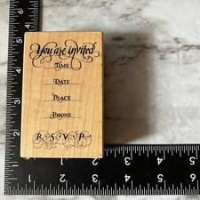 Rubber Stamp YOU ARE INVITED Elegant Script INVITATION RSVP RETIRED G-1242