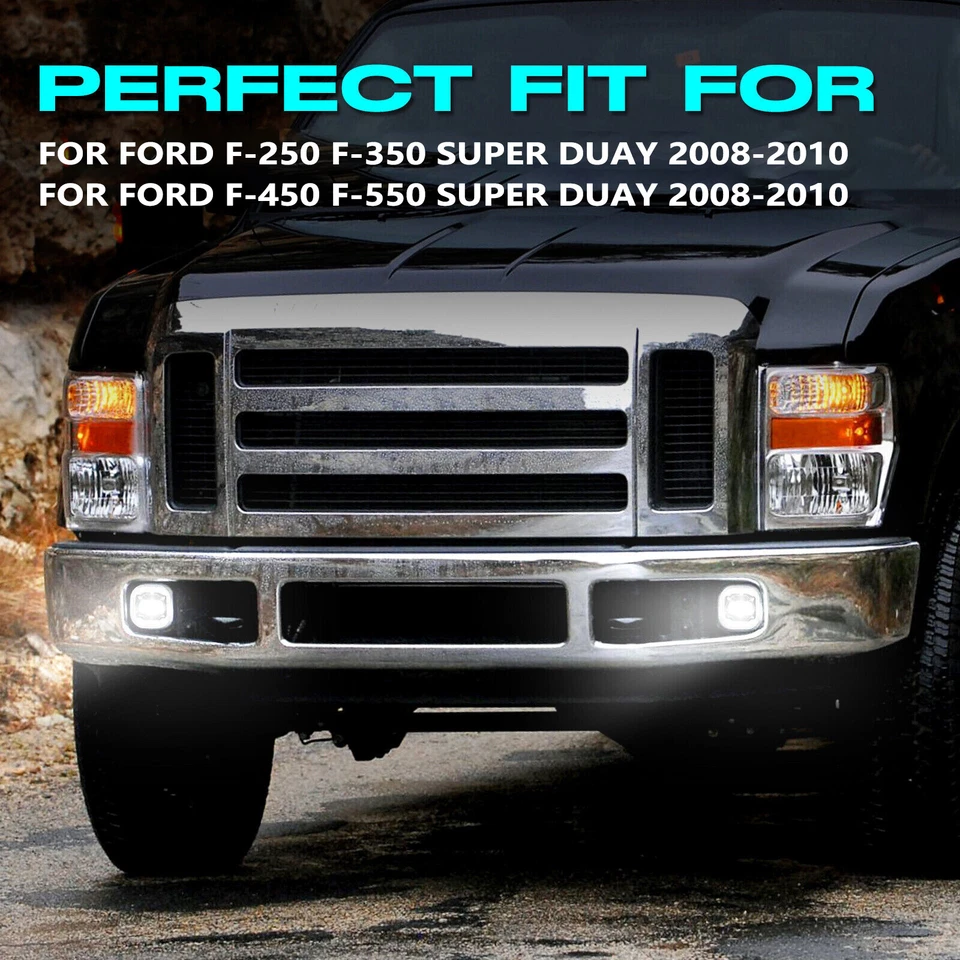 Parachoques 2X luces antiniebla LED halo Fit 2008 2009 2010 para Ford F-250 Super Duty F-350 Foto 2 de 4