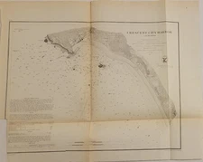 1859 U.S. Coast Survey Preliminary Chart map Crescent City Harbor California