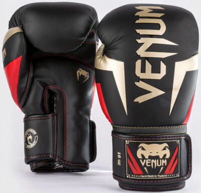 Venum Elite Boxhandschuhe schwarz/gold/rot MMA Muay Thai Kick Boxen  14 OZ