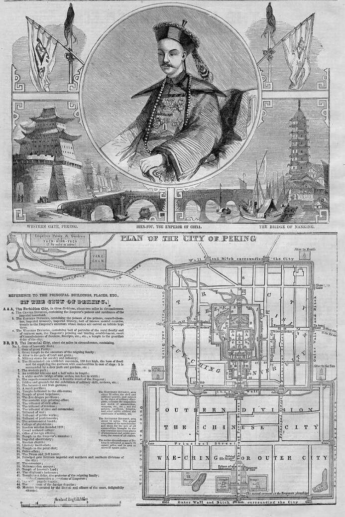 PEKING 1860 PLAN OF THE CITY OF PEKING EMPEROR HIEN-FOU