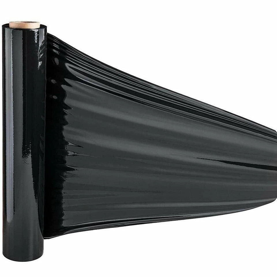 4 Roll 80 Gauge Black Stretch Film Shrink Pallet Wrap 18" X 1500 SQFT Heavy Duty - Image 2 of 3