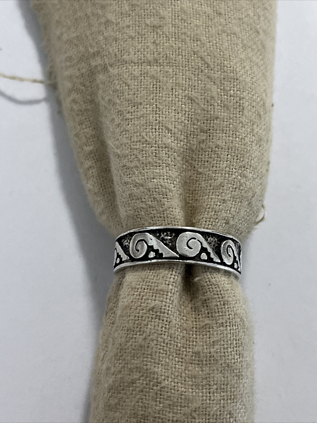 Vintage Sterling Silver wave pattern Ring Signed … - image 1