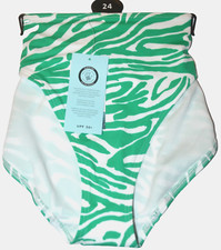 M S HIGH LEG BIKINI BOTTOM STAYNEW CHLORINE RESIST SIZE 24 GREEN MIX - BNWT