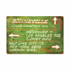 BONNEVILLE WORLDS FASTEST RACE TRACK 24" HEAVY DUTY USA MADE METAL ADV SIGN