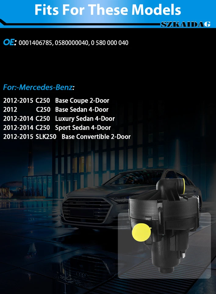 Secondary Air Injection Pump 0001406785 For 2012-2015 Mercedes-Benz C250 SLK250 - Image 2 of 4