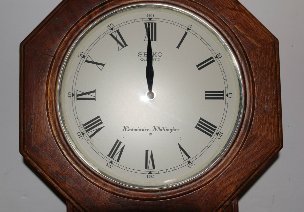 Seiko Quartz Westminster Whittington Wall Clock Working Oak