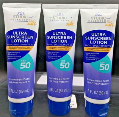 (3 Pack) Studio Selection - Ultra Sunscreen Lotion SPF 50 -3 Fl Oz Ea -EXP 02/25