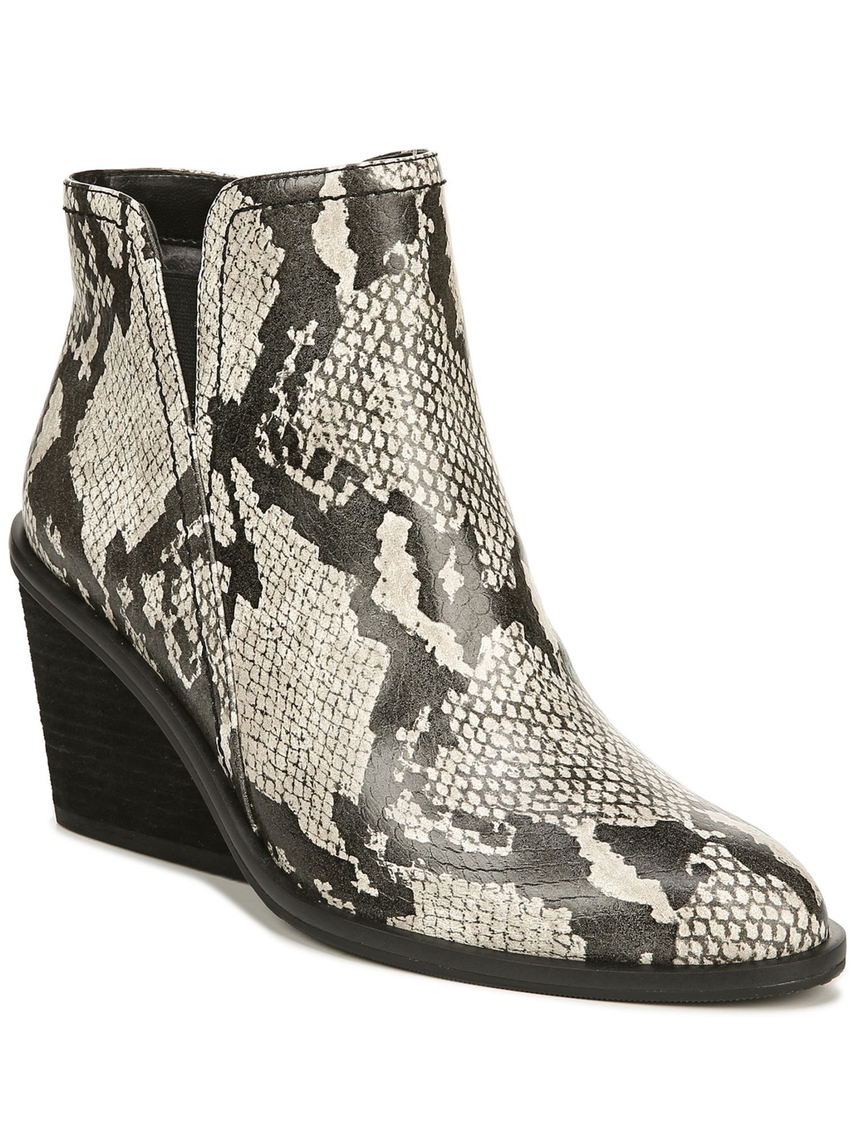 DR SCHOLLS Womens White Snake Western-Morgan Almond Toe Wedge Booties 7 M