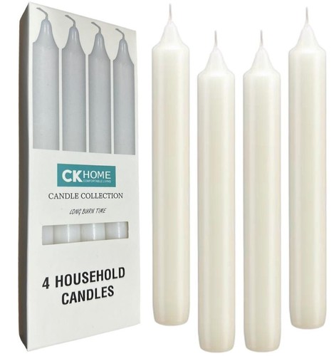 Candles Household White Wax Candles 5 Hour Burn Time 1.8cm Diameter 4 Pack - 第 1/5 張圖片