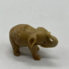 Vtg Hand Carved Stone Good Luck Elephant 2.5”x3.5” Figurine