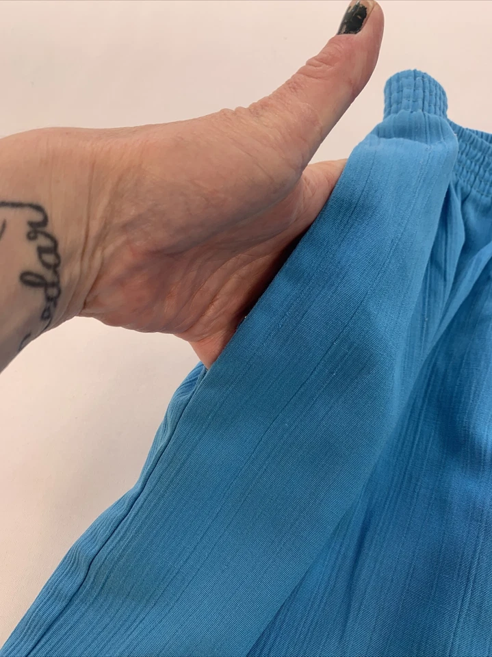 Pantalones para mujer Graff azul pierna recta cintura elástica talla 16P Foto 2 de 4