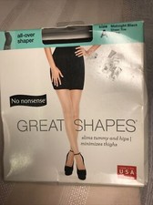 No Nonsense Great Shapes Sz A Midnight BLack Sheer Toe Pantyhose BZ5 NIB Stockin