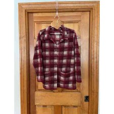 Women's Plaid Sherpa Flannel Jacket - Oversized fleece shacket size Medium