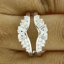 1.90Ct Round Cut Lab-Created Diamond Enhancer Ring 14K White Gold Plated Silver