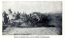 Deutsche Batterie im schweren Feuer an der Ostfront 1. WK 1914