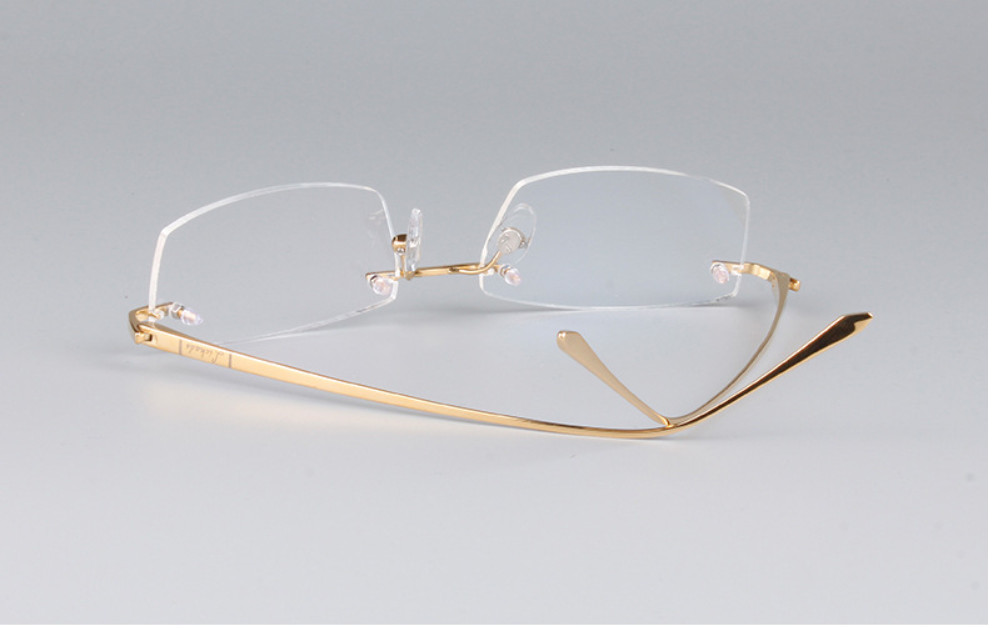 Luxury Slim Rimless Eyeglass frames  Men Optic Gold Ultralight Titanium Glasses