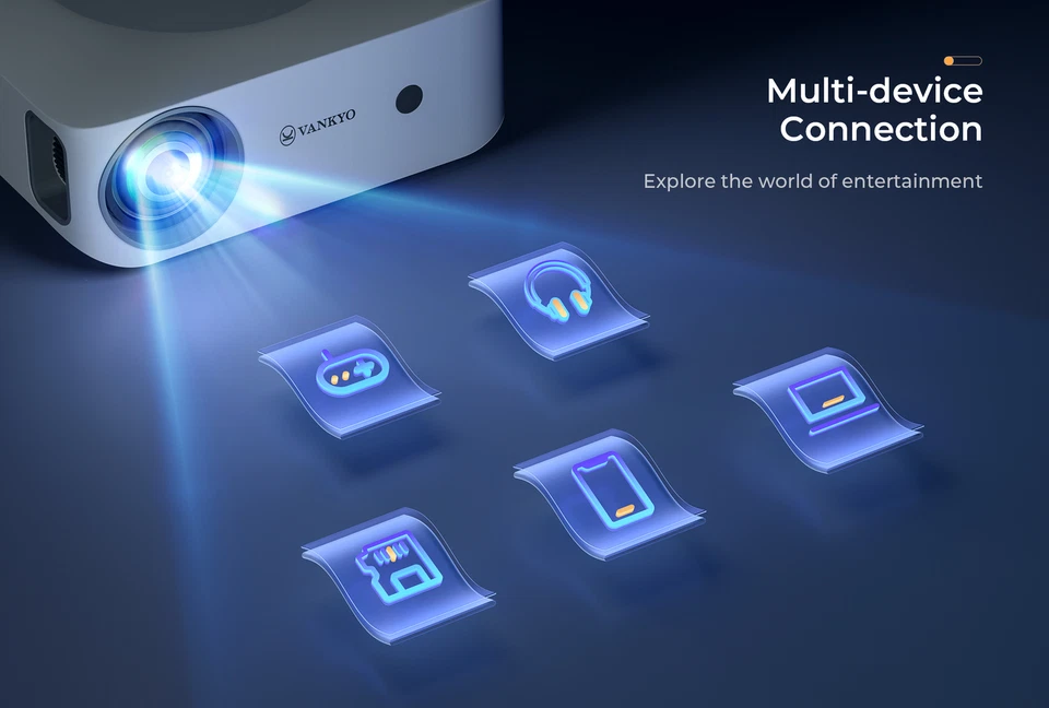 VANKYO HD 1080P WiFi Wireless Home Theater 4k Video LCD Projectors+ 100'' Screen - Image 4 of 4