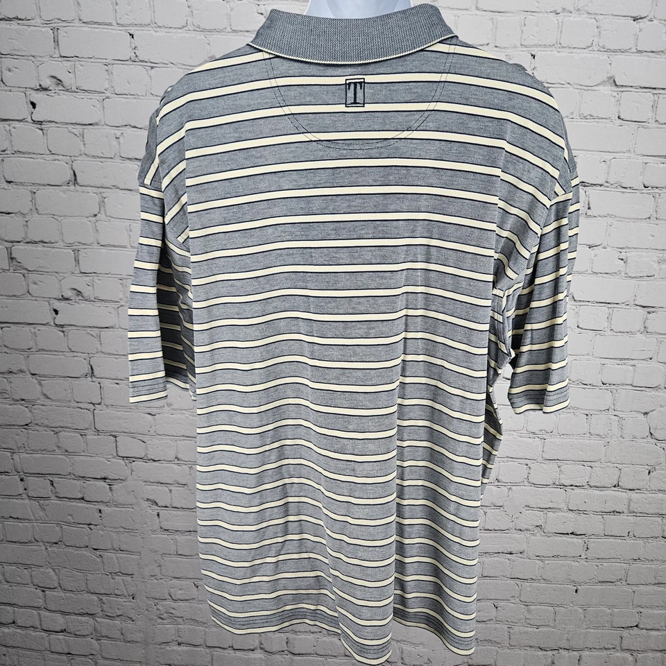 Polo de golfe Tehama Clint Aspen Glen 100% algodão pima listrado manga curta tamanho XXL - Imagem 2 de 4