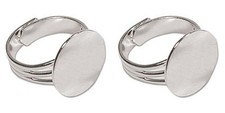 36 SILVER PLATED Adjustable RING BLANKS 16mm round pad Nickel-Free EU Compliant