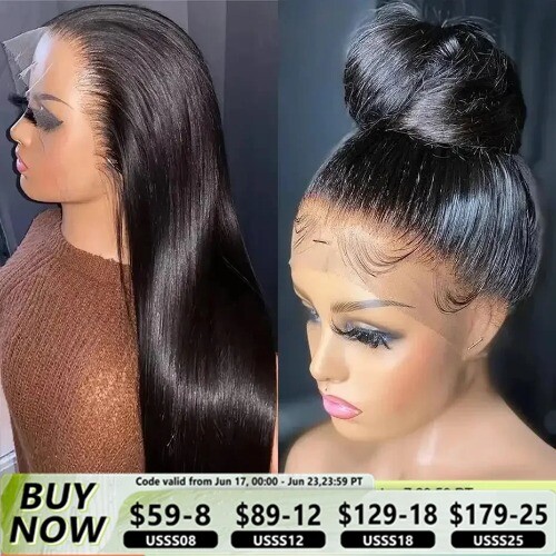 13X4 Lace Front Human Hair Wigs 360 Remy Brazilian Bone Straight Glueless