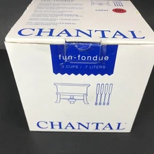 CHANTAL Fun Fondue RED 3c. Stainless Steel Stand & Forks NEW / Opened Box