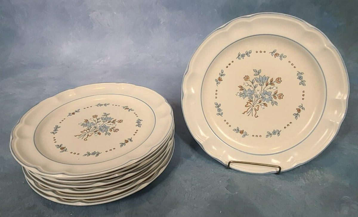 Cordella Bluet Hand Decorated Stoneware Dinner Plate Set Of PC Japan