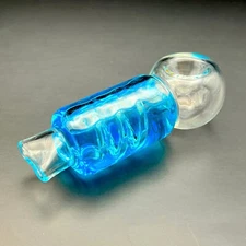 Freezable Glass Pipe 4" Glycerin Tobacco Smoking Bowl (Blue)