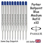 Genuine Parker BLUE Medium Ballpoint Pen Ballpen Refill x10