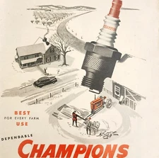1947 Champion Spark Plugs Farm Scene Advertisement Agriculture Farming DWNN21