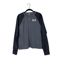 Under Armour Jacket Women s Size M Black Gray Full Zip Lightweight Raglan Sleeve