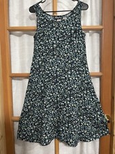 Vintage 90s Blue Micro Floral Sleeveless Scoop Neck Dress Size 7/8 Medium