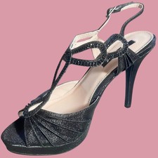    Dazzling Grandeur Rhinestone Glitter Peep Toe High Heels Strappy Dress Shoes