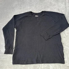 American Giant Waffle Long Sleeve Crew Tee Shirt Mens Medium Black $105 USA NWOT