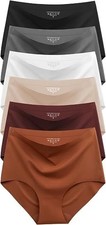 Women's High Waisted No Show Panties 6 Pack - Seamless Full Coverage Briefs