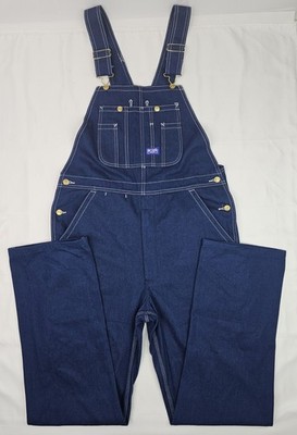 Big Smith Bib Overalls Mens 34x34 Blue Denim Carpenter Workwear