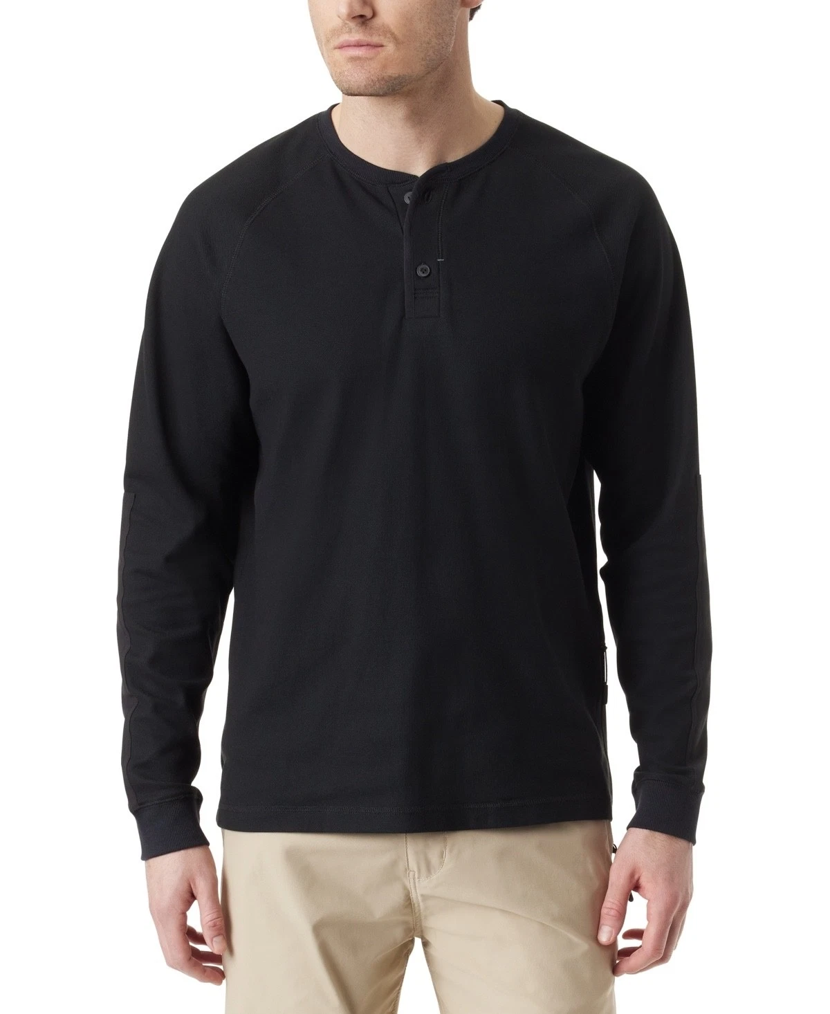 Bass Outdoor Mens Hiker Henley Long Sleeve Thermal T-Shirt, Black ,XL