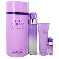 Perry Ellis 360 Perfume Púrpura 3.4 OZ EDP+.25 oz Mini EDP+3 oz S/Gel