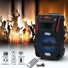 Portable Party LED Speaker USB FM Control Bluetooth Stereo Sound Rechargeable US