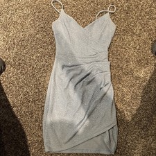 Windsor Ruched Bodycon Dress, Sleeveless Mini Dress, Party Cocktail, Blue Size S