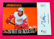 2023-24 MARCO KASPER 10/15 Orange Debut Ticket Access Auto Red Wings Credentials