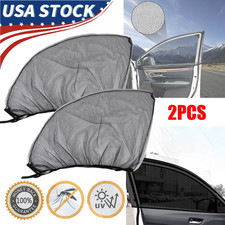 2PCS Car Front Window Sun Shade Mosquito Net UV Protection Breathable for Sedan