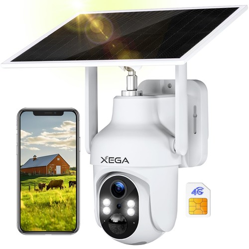 Xega 4G LTE Telecamera SIM Esterno con Pannello Solare 2K HD PTZ Telecamere prezzo ebay