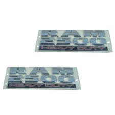 OEM Ram 2500 Heavy Duty Chrome Red Black Door Nameplate Emblem Pair Set for Ram