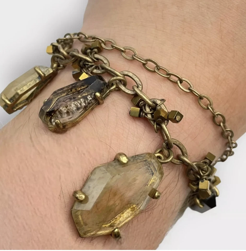 Pulsera Ann Taylor Joya Dije Antiguo Tono Dorado Declaración En Capas Boho Foto 3 de 4