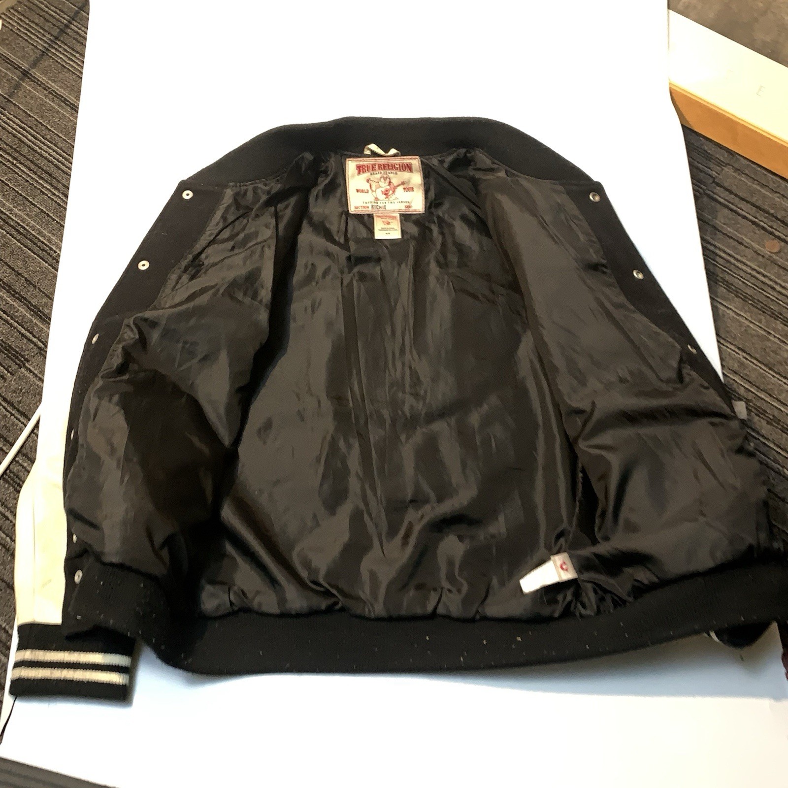 True Religion Varsity Jacket Richie Letterman bomber jacket men's  black image 8