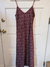 Burgundy Forever 21 Floral Slip Dress Size M (fits small) Spaghetti Straps Maxi