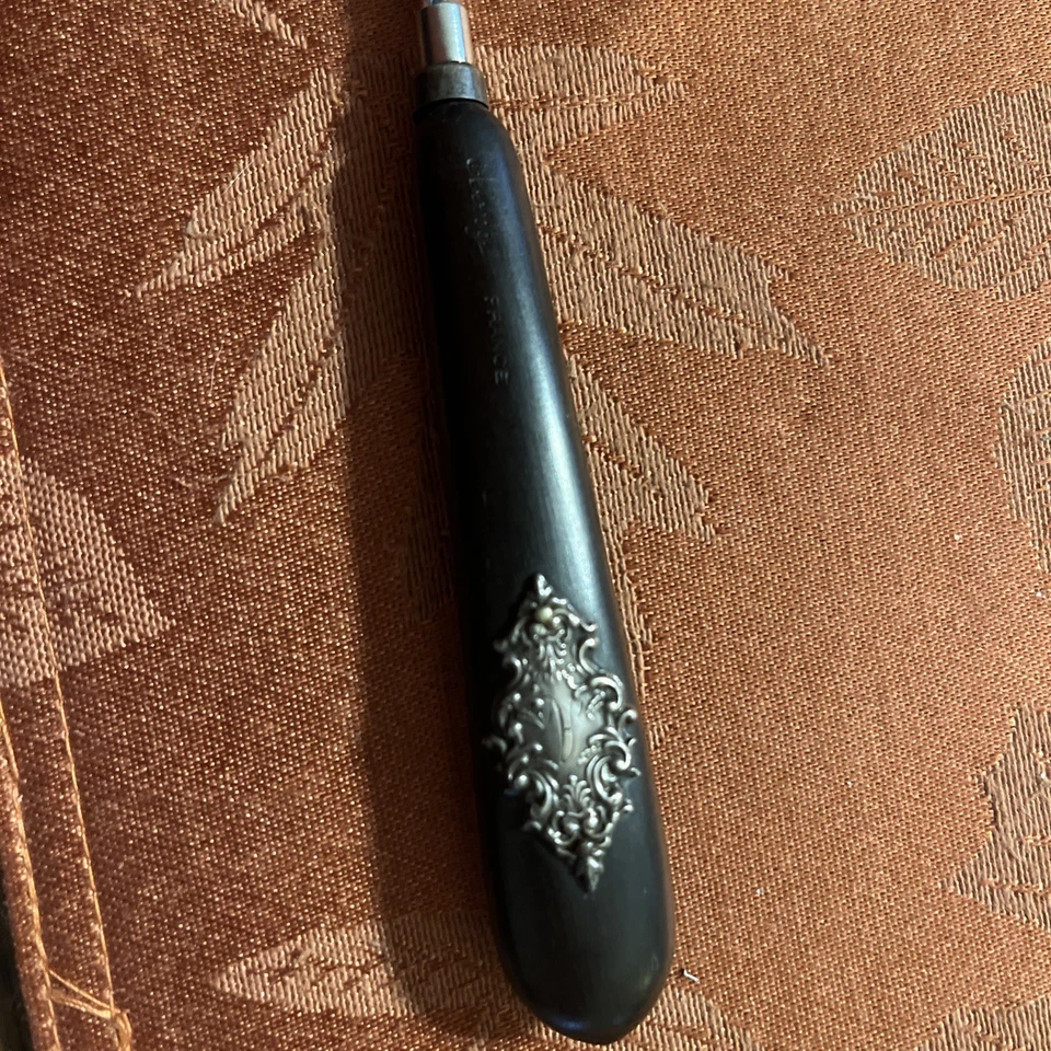Antiguo Gancho Botón Bota Victoriano Decoración Metal Ornamentado en Mango Madera Ébano Foto 2 de 4