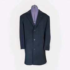 Sergio Ferno Couture Overcoat Black Superfine Wool Barlesconi Men's 2XL 46-48in